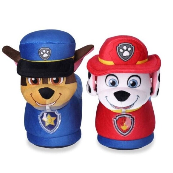 Nickelodeon Paw Patrol Chase & Marshall  Toddler 11/12  NWT Plush 3D Slippers - Picture 1 of 11